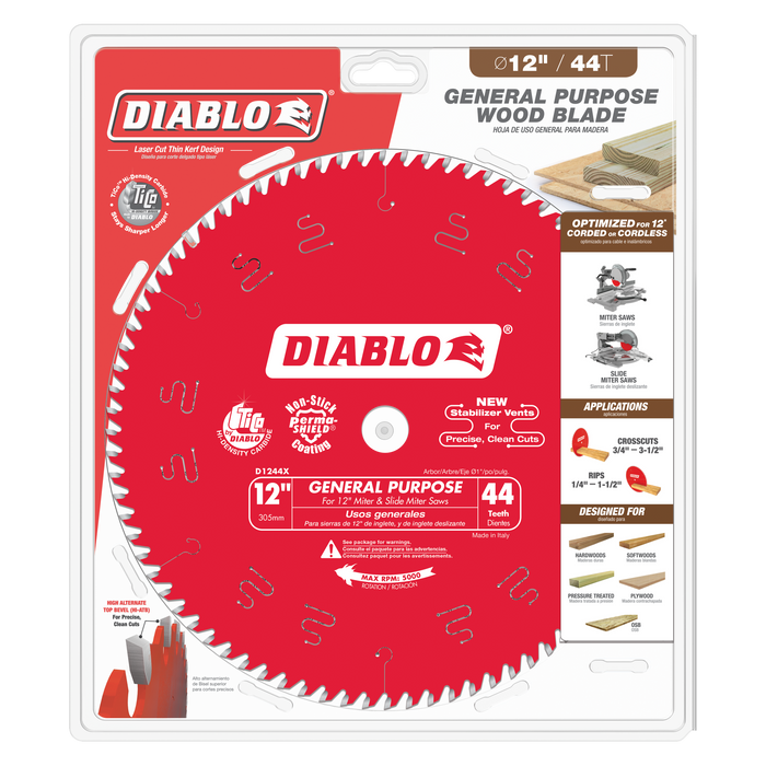 Diablo (D1244X) 12" x 44-Teeth General Purpose Saw Blade for Wood