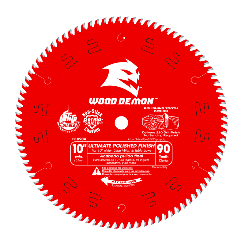 Diablo (D1090X) 10" x 90-Teeth Wood Demon™ Ultimate Polished Finish Saw Blade for Wood