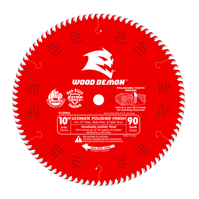Diablo (D1090X) 10" x 90-Teeth Wood Demon™ Ultimate Polished Finish Saw Blade for Wood