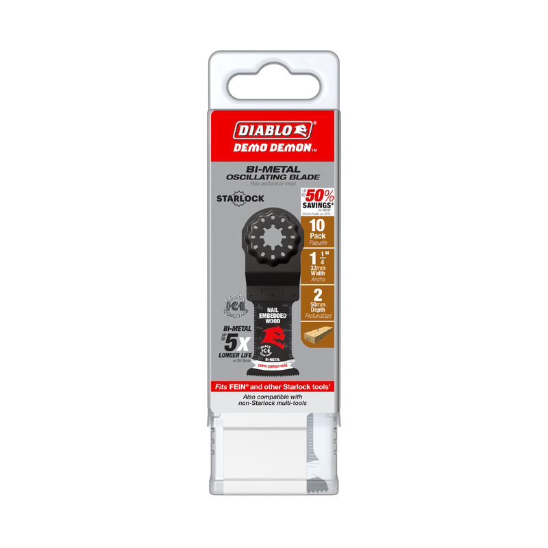 Diablo (DOS125BW10) 1-1/4" Demo Demon™ Starlock Bi-Metal Oscillating Blades for Nail-Embedded Wood (10-pk)