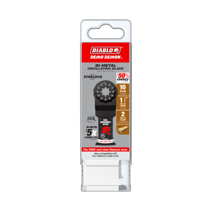 Diablo (DOS125BW10) 1-1/4" Demo Demon™ Starlock Bi-Metal Oscillating Blades for Nail-Embedded Wood (10-pk)