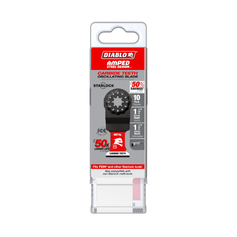 Diablo (DOS125CF10) 1-1/4" AMPED™ Steel Demon™ Starlock Carbide Teeth Oscillating Blades for Metal (10-pk)