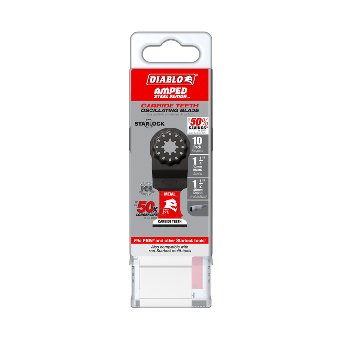 Diablo (DOS125CF10) 1-1/4" AMPED™ Steel Demon™ Starlock Carbide Teeth Oscillating Blades for Metal (10-pk)