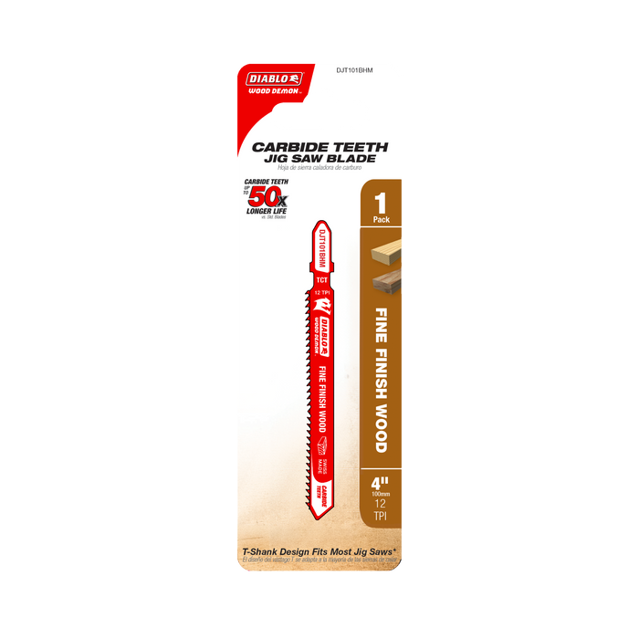 Diablo (DJT101BHM) 4" 12TPI Wood Demon™ Carbide Teeth Jig Saw Blade for Fine Finish Wood