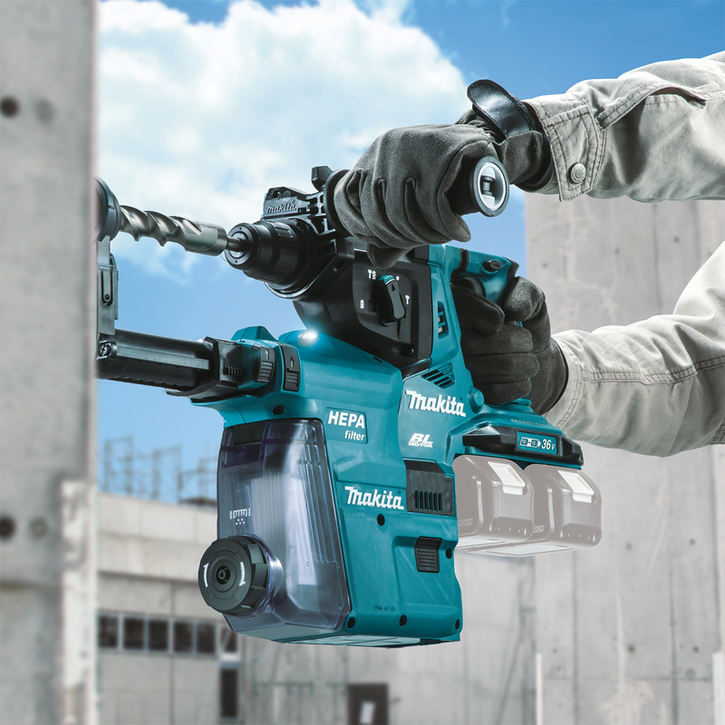 Makita (XRH10ZW) 36V (18V X2) LXT® Brushless 1‑1/8" SDS‑PLUS AVT® Rotary Hammer, w/ HEPA Dust Extractor, AFT®, AWS® Capable (Tool Only)