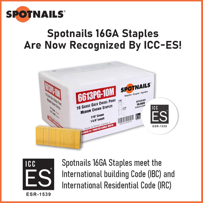 16 Gauge Staples – 7/16” Medium Narrow Crown