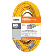 100ft 12/3 SJTW Yellow Extension Cord w/Primelight® - Pacific Power Tools