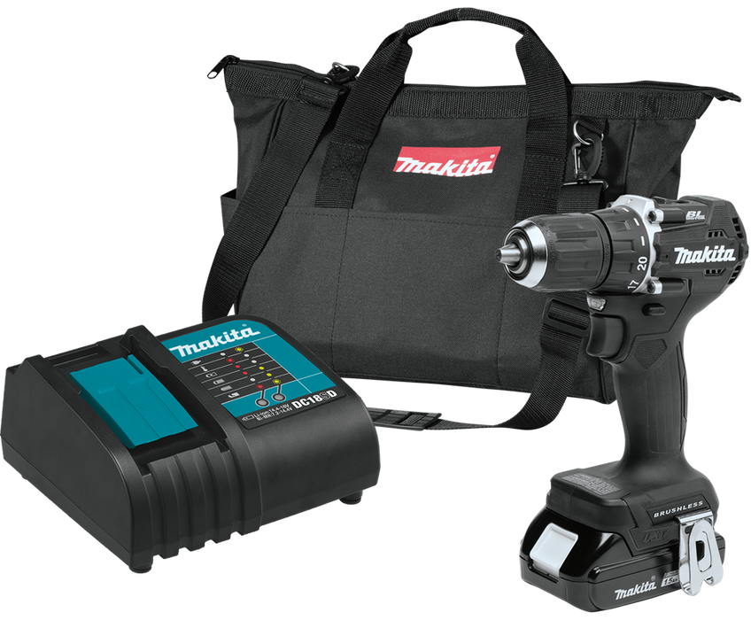 Makita (XFD15SY1B-R) 18V LXT® Sub‑Compact Brushless 1/2" Driver‑Drill Kit (1.5Ah) (Factory Reconditioned)