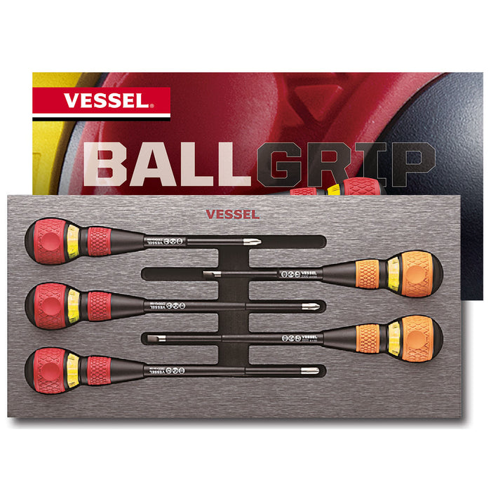 VESSEL (22005EVA) BALL GRIP Ratchet Screwdriver 5PC. Set
