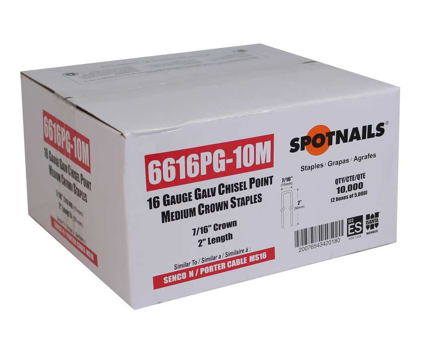 16 Gauge Staples – 7/16” Medium Narrow Crown