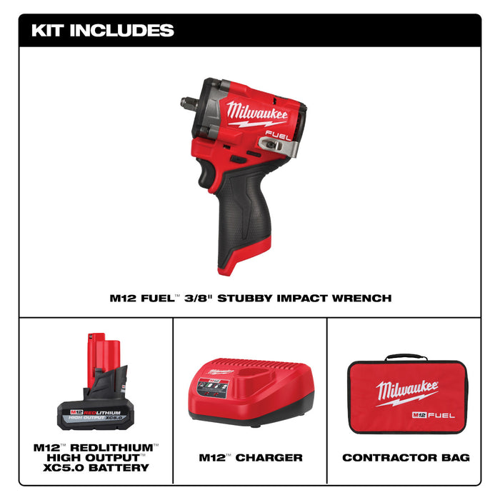 Milwaukee (2562-21) M12 FUEL™ Stubby 3/8" Impact Wrench Kit