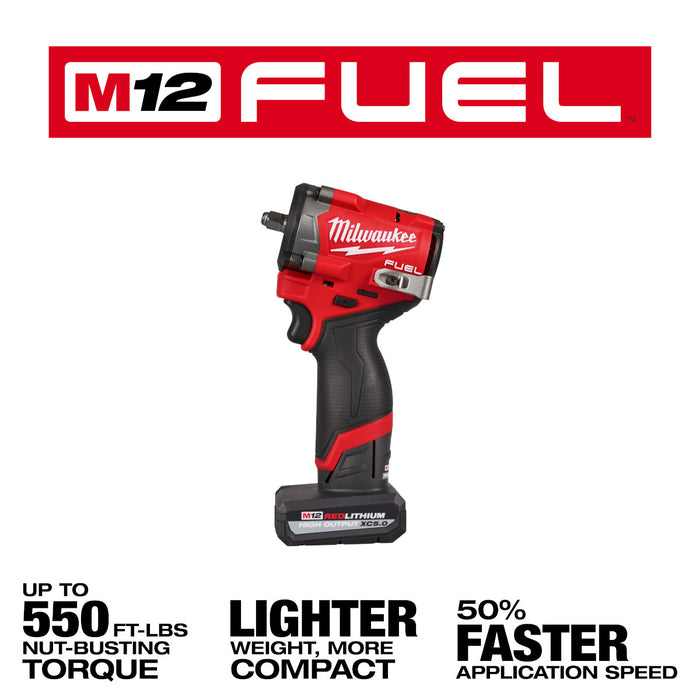 Milwaukee (2562-21) M12 FUEL™ Stubby 3/8" Impact Wrench Kit