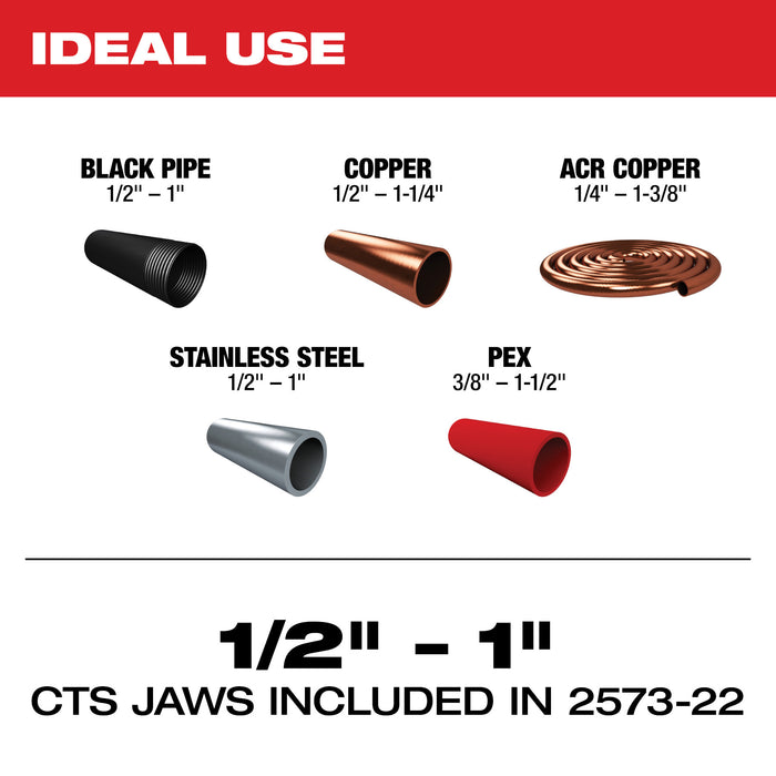 Milwaukee (2573-22) M12™ FORCE LOGIC™ Press Tool Kit w/ ONE-KEY™ with 1/2" – 1" CTS-V Jaws