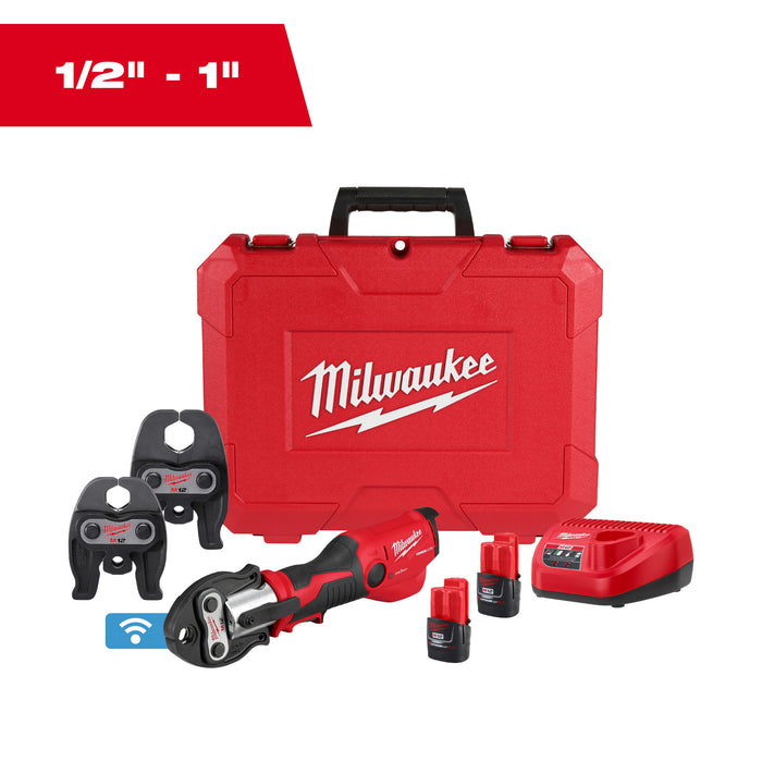 Milwaukee (2573-22) M12™ FORCE LOGIC™ Press Tool Kit w/ ONE-KEY™ with 1/2" – 1" CTS-V Jaws