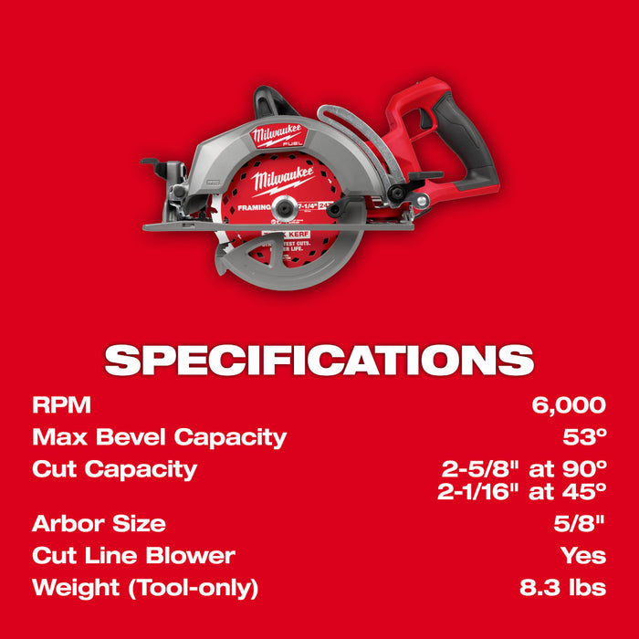 Milwaukee (2930-20) M18 FUEL™ 7-1/4" Rear Handle Circular Saw