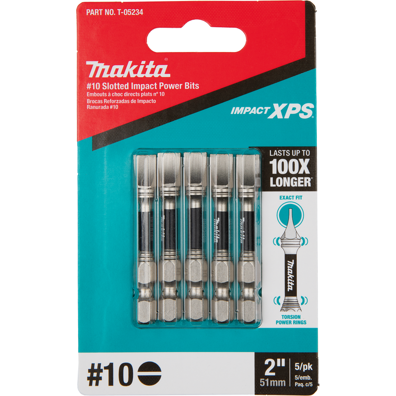 Makita (T-05234) Impact XPS® #10 Slotted 2" Power Bit, 5/pk