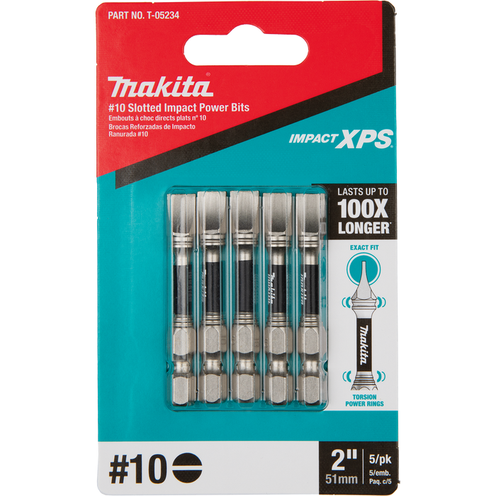 Makita (T-05234) Impact XPS® #10 Slotted 2" Power Bit, 5/pk