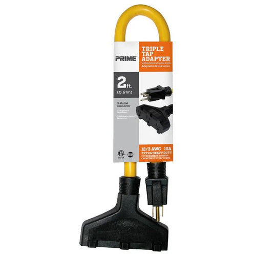 2ft 12/3 STOW Yellow Triple - Tap Adapter - Pacific Power Tools