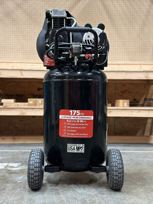 30 Gal. 175 PSI Oil Lubed Belt Drive Portable Vertical Electric Air Compressor - Pacific Power Tools