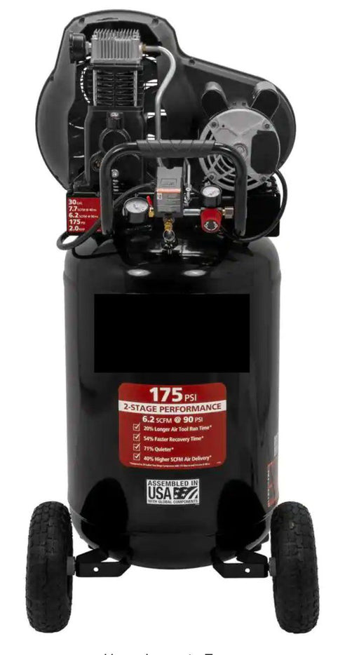 30 Gal. 175 PSI Oil Lubed Belt Drive Portable Vertical Electric Air Compressor - Pacific Power Tools