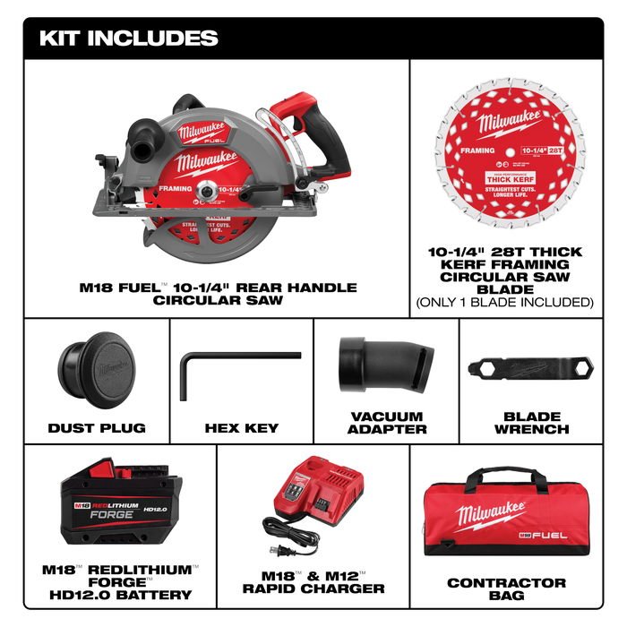 Milwaukee (3026-21HD) M18 FUEL™ 10-1/4" Rear Handle Circular Saw Kit