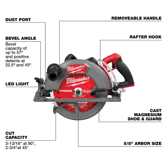 Milwaukee (3026-21HD) M18 FUEL™ 10-1/4" Rear Handle Circular Saw Kit