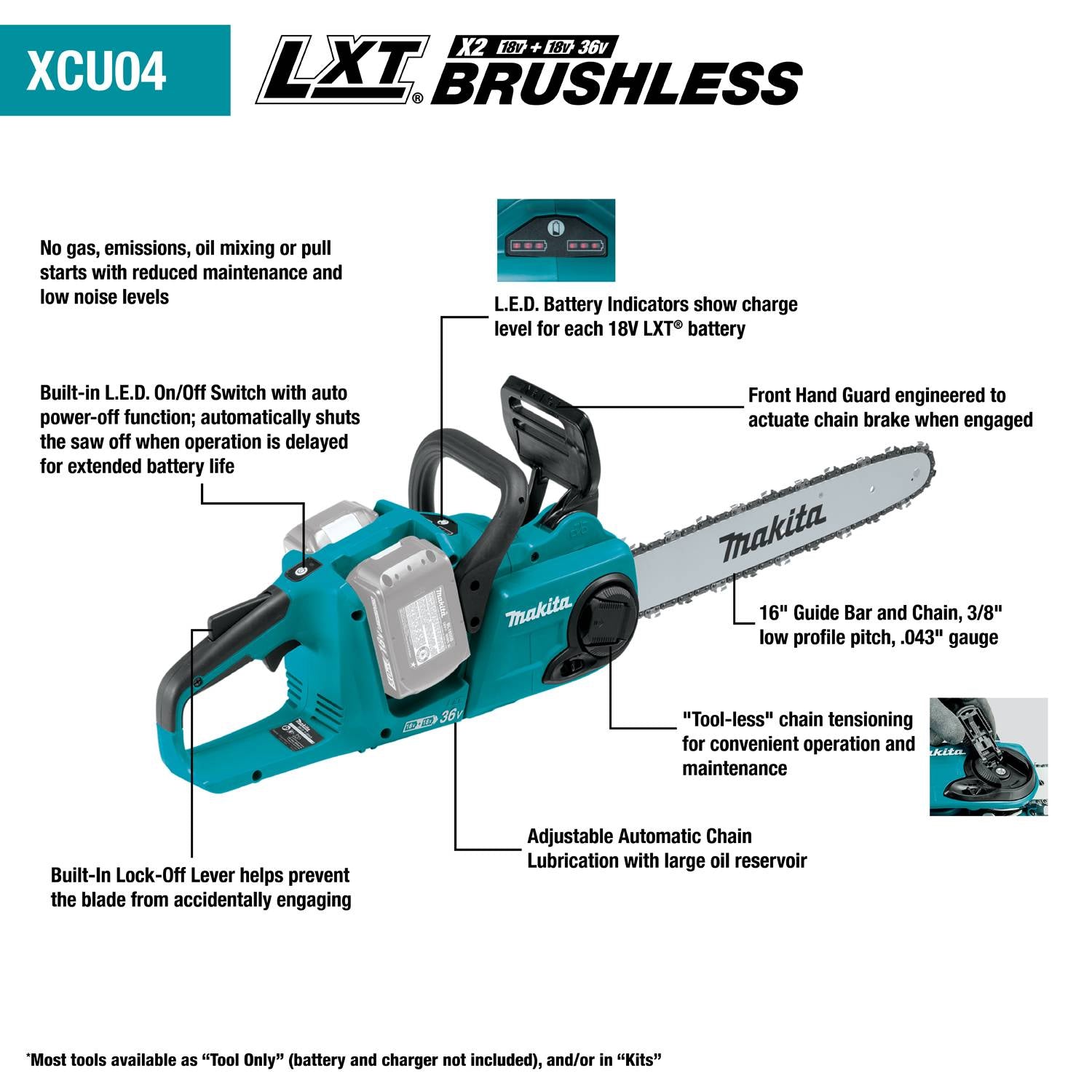 Makita (XCU04CM-R) 36V (18V X2) LXT® Brushless 16
