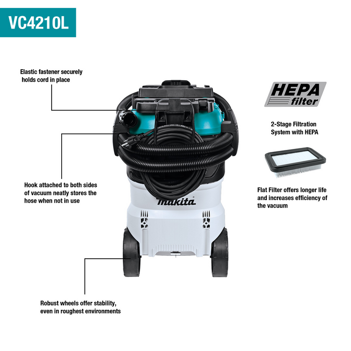Makita (VC4210L-R) 11 Gallon Wet/Dry HEPA Filter Dust Extractor/Vacuum, AWS® Capable (Factory Reconditioned)