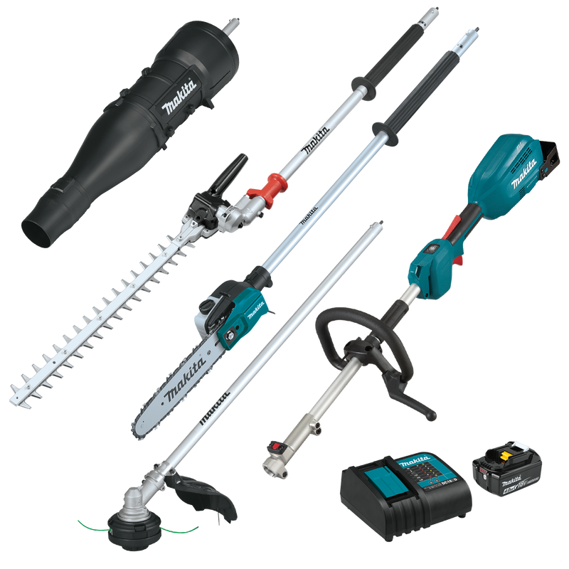 Makita (XUX02SM1X6-R) 18V LXT® Brushless Couple Shaft Power Head Kit w/ 13" String Trimmer, 10" Pole Saw, 20" Articulating Hedge Trimmer & Blower Attachments, with one battery (4.0Ah) (Factory Reconditioned)