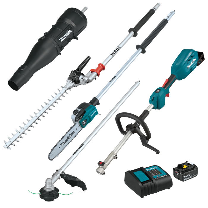 Makita (XUX02SM1X6-R) 18V LXT® Brushless Couple Shaft Power Head Kit w/ 13" String Trimmer, 10" Pole Saw, 20" Articulating Hedge Trimmer & Blower Attachments, with one battery (4.0Ah) (Factory Reconditioned)