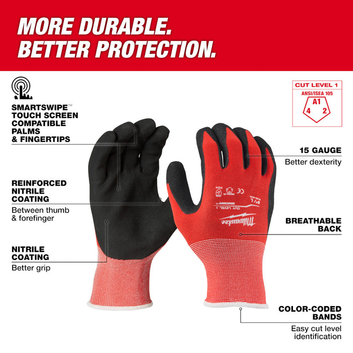 Milwaukee (48-22-8903) Cut Level 1 Nitrile Dipped Gloves - XL