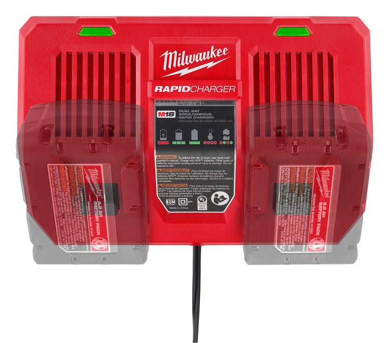 Milwaukee 48-59-1802 M18 Dual Bay Simultaneous Rapid Charger