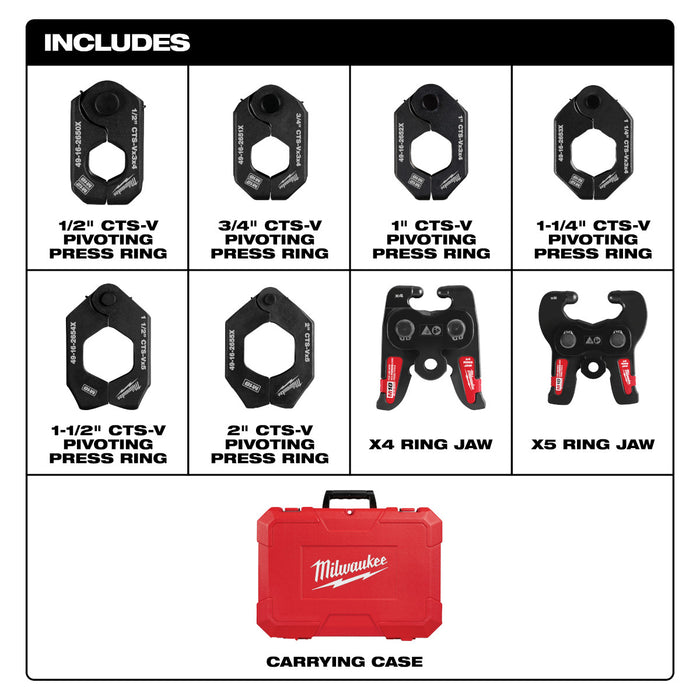 Milwaukee (49-16-2692X) 1/2" - 2" CTS-V Pivoting Press Ring Kit for M18™ FORCE LOGIC™ Press Tools