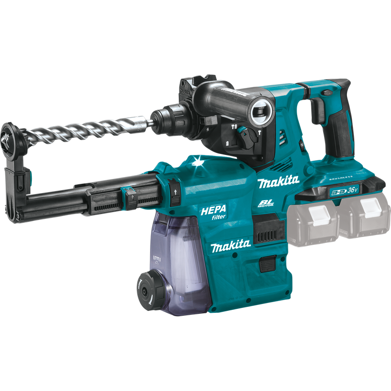 Makita (XRH10ZW) 36V (18V X2) LXT® Brushless 1‑1/8" SDS‑PLUS AVT® Rotary Hammer, w/ HEPA Dust Extractor, AFT®, AWS® Capable (Tool Only)