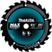 Makita (B-62963) 6-1/2" 25T Carbide-Tipped Max Efficiency Ultra-Thin Kerf Circular Saw Blade, Framing