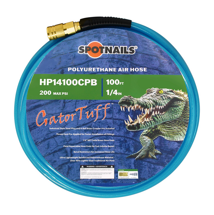 Spotnails (HP14100CPB) 1/4"x100' Poly Hose Blue with Fitting