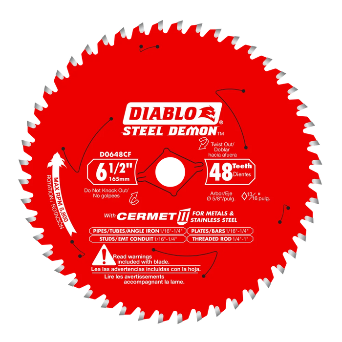 Diablo (D0648CFA) 6-1/2" x 48-Teeth Steel Demon™ Cermet II Saw Blade for Medium Metal