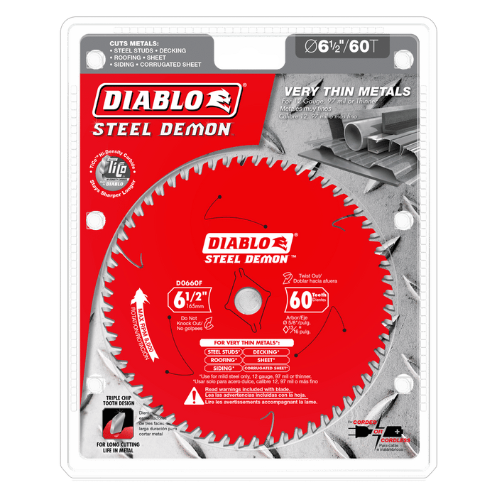 Diablo (D0660F) 6-1/2" x 60-Teeth Steel Demon™ Saw Blade for Thin Metal