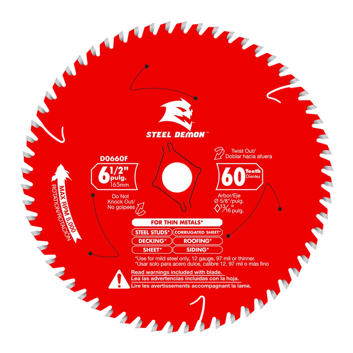 Diablo (D0660F) 6-1/2" x 60-Teeth Steel Demon™ Saw Blade for Thin Metal