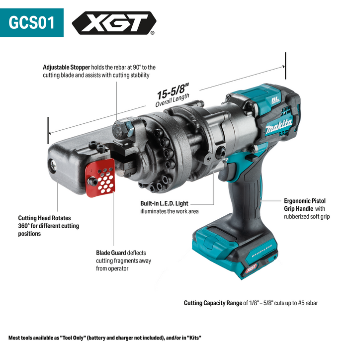 Makita (GCS01ZK) 40V max XGT® Brushless Rebar Cutter (Tool Only)