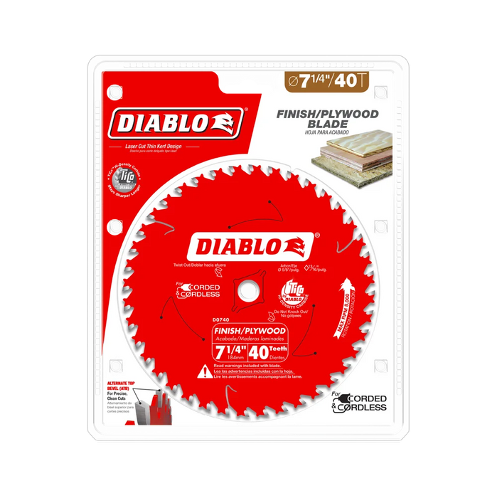 Diablo (D0740A) 7-1/4" x 40-Teeth Finish Saw Blade for Wood