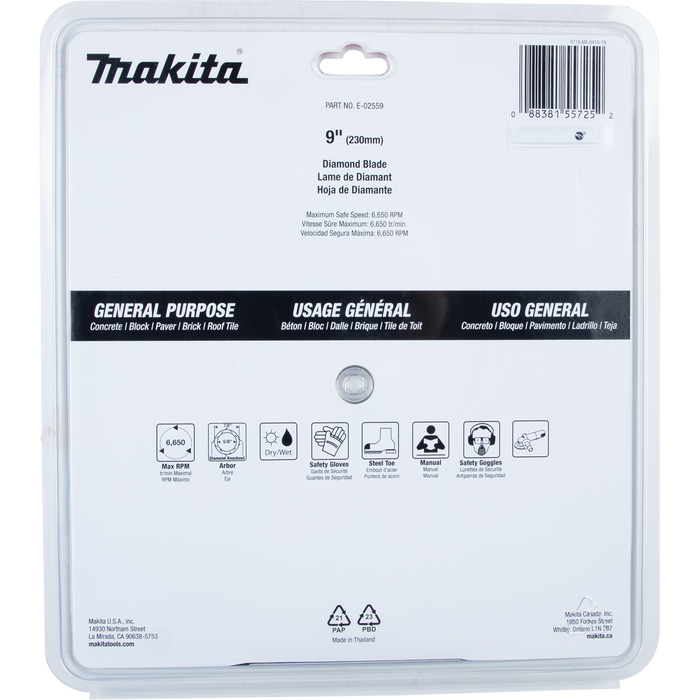Makita (E-02559) 9" Diamond Blade, Turbo, General Purpose
