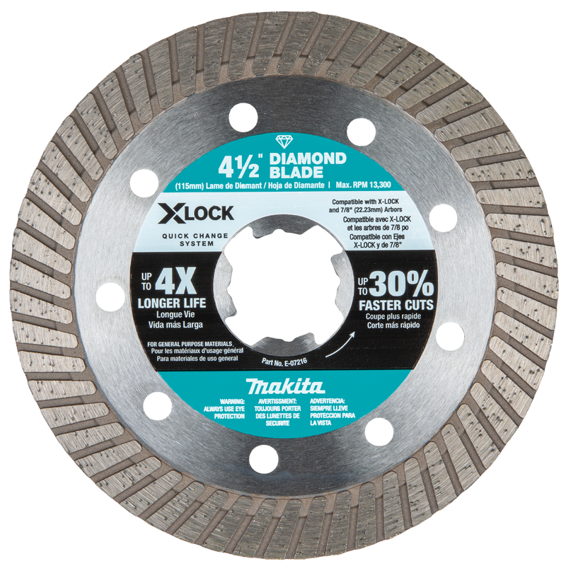Makita (E-07216) X-LOCK 4-1/2" Turbo Rim Diamond Blade for Masonry Cutting