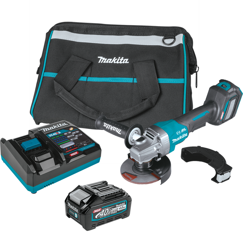 Makita (GAG06M1) 40V max XGT® Brushless 4-1/2” / 5" Paddle Switch Angle Grinder Kit, Electric Brake, AWS® Capable (4.0Ah)