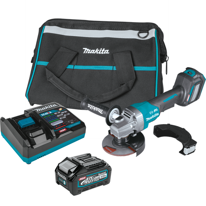 Makita (GAG06M1) 40V max XGT® Brushless 4-1/2” / 5" Paddle Switch Angle Grinder Kit, Electric Brake, AWS® Capable (4.0Ah)