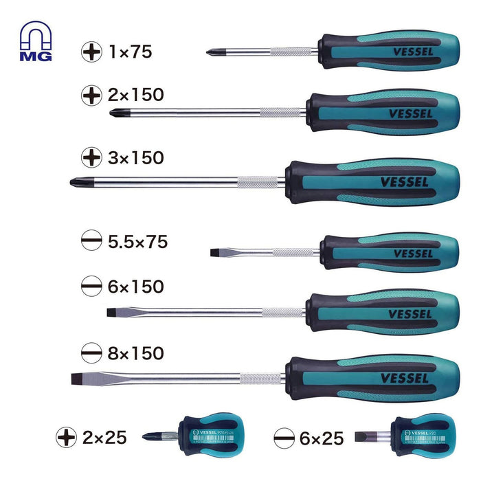 VESSEL (9008EVA) MEGADORA JAWSFIT® Screwdriver 8PC. Set