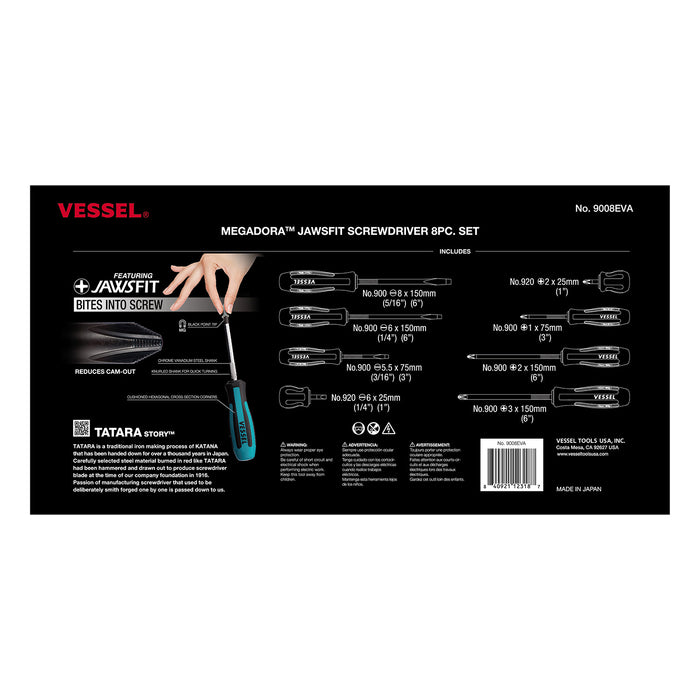 VESSEL (9008EVA) MEGADORA JAWSFIT® Screwdriver 8PC. Set