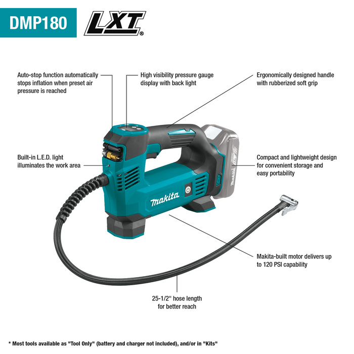 Makita (DMP180SYX) 18V LXT® Inflator Kit (1.5Ah)