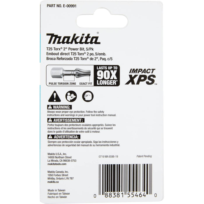 Makita (E-00991) Impact XPS® T25 Torx 2" Power Bit, 5/pk