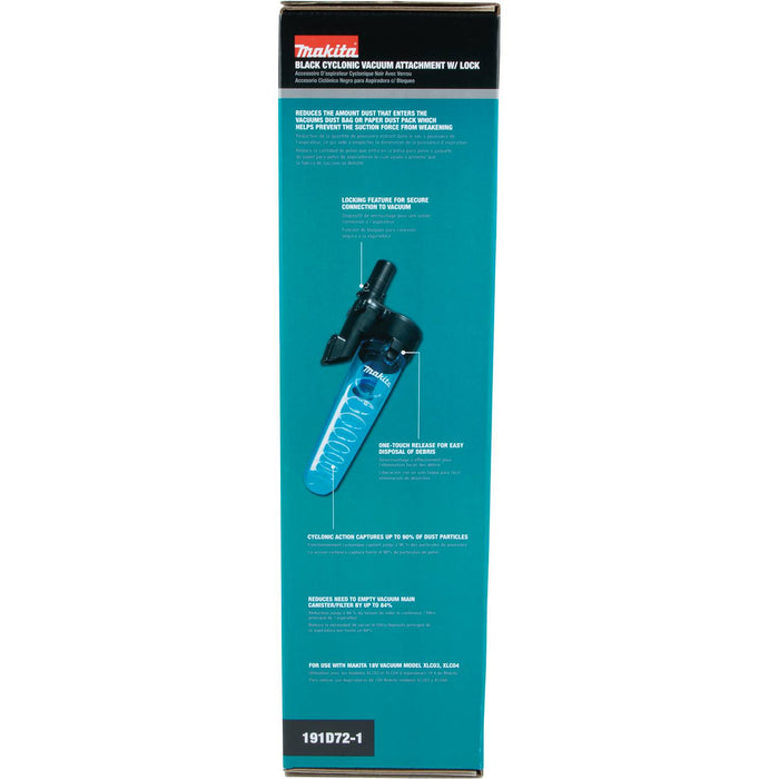 Makita (191D72-1) Black Cyclonic Vacuum Attachment w/ Lock, XLC03, XLC04